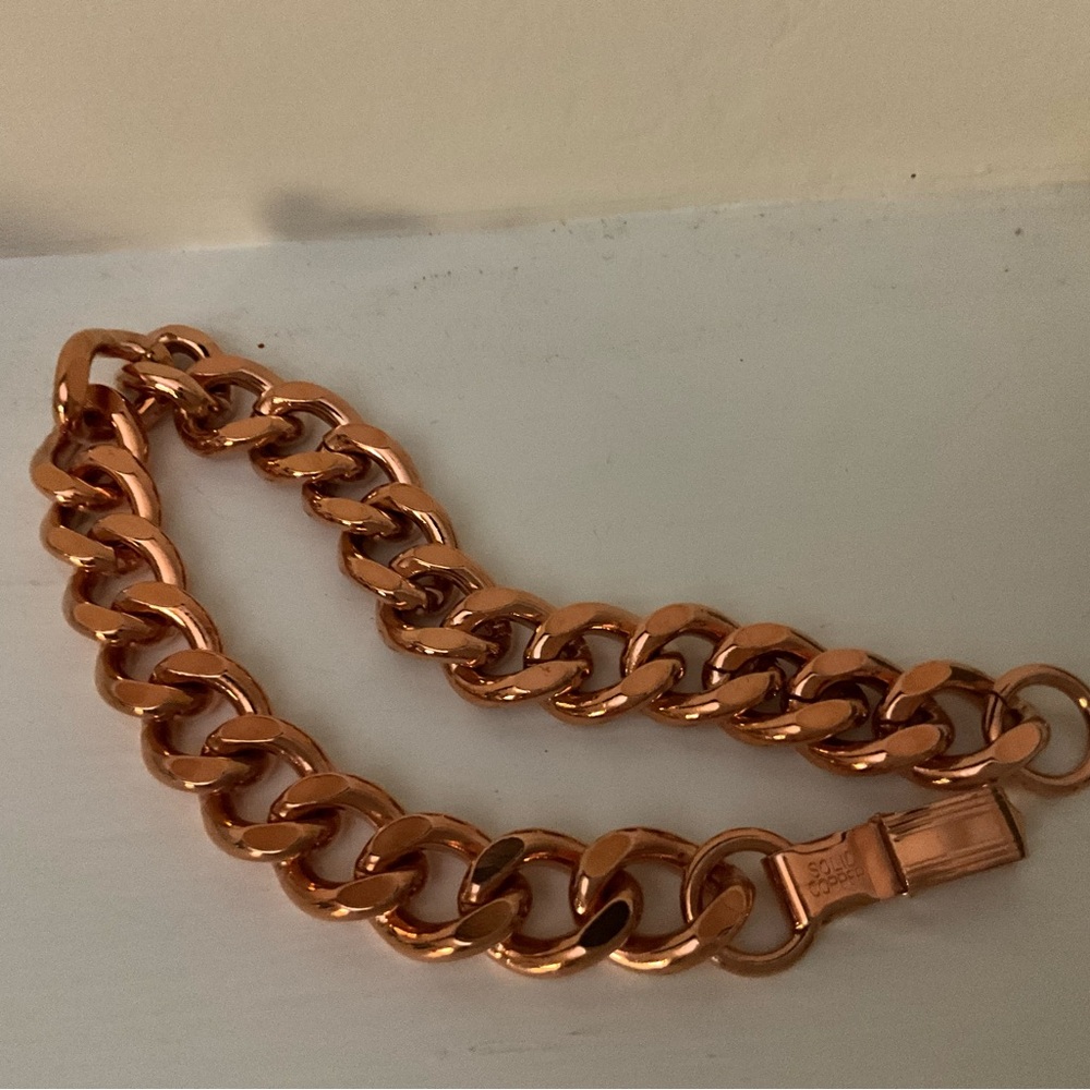 Solid Copper Cuban Curb Link Unisex Chunky Bracelet